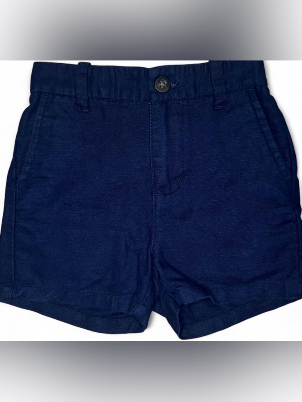 Janie and Jack Navy Cotton/Linen Blend Baby Boys’ Shorts